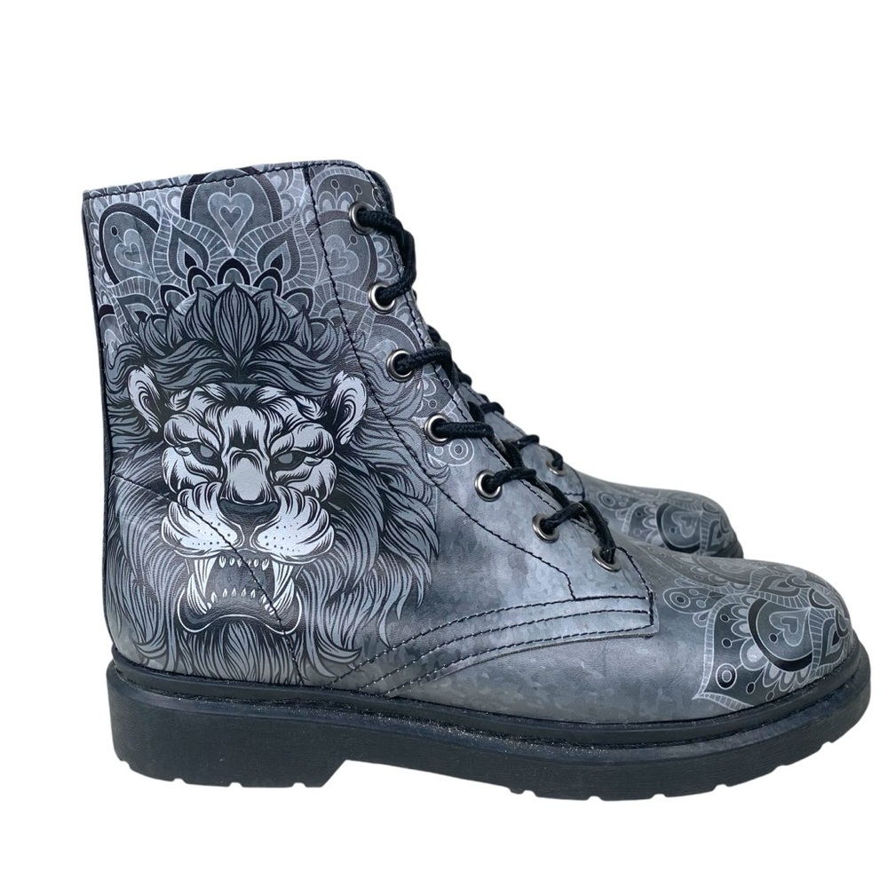 RAAD‎ SHOP GREY LION MANDALA BOOTS UNISEX MENS 9 WOMENS 10.5 PRINTED GRAPHICS